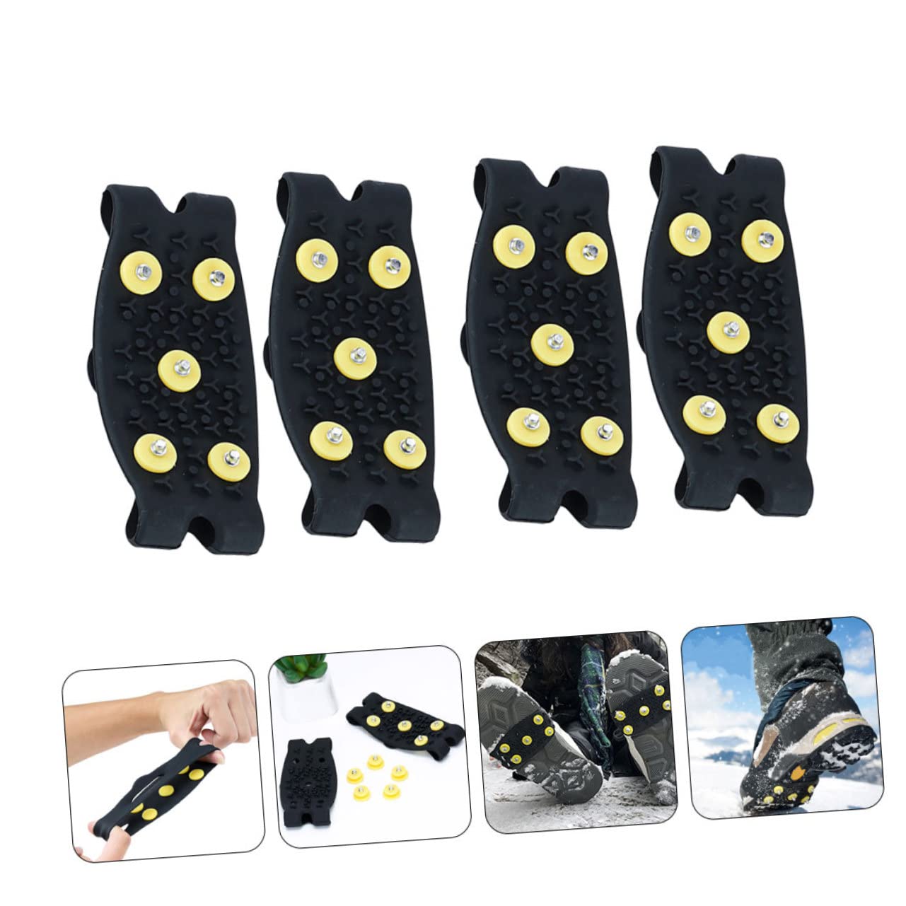 Veemoon Crampons à Neige Tpe 2 Paires pour Chaussures Garçon et Filles et Femmes Adhérence Glace et Neige