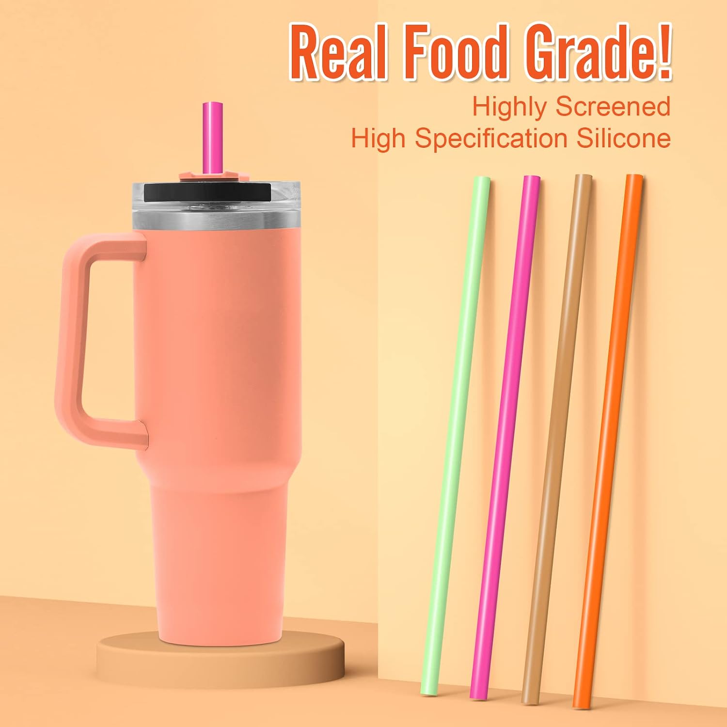 MLKSI Silicone Straw Replacement for Stanley Cup, 8 Pack Reusable Long Rubber Straw for Stanley Cup & Simple Modern Tumbler with Handle, Cup Straw for Stanley Quencher Cup Accessories