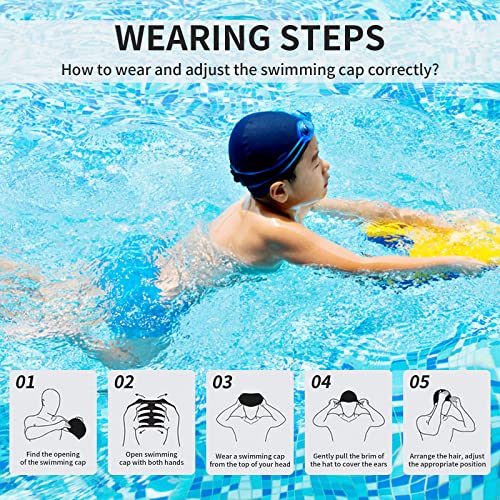 Newaner 2 Piezas Gorro de natación de Silicona para niños, protección para los oídos, Recubrimiento Ripstop para Mayor Resistencia al Deslizamiento, Gorros de baño Infantiles para niño y niña(Rosa) - imagen 3