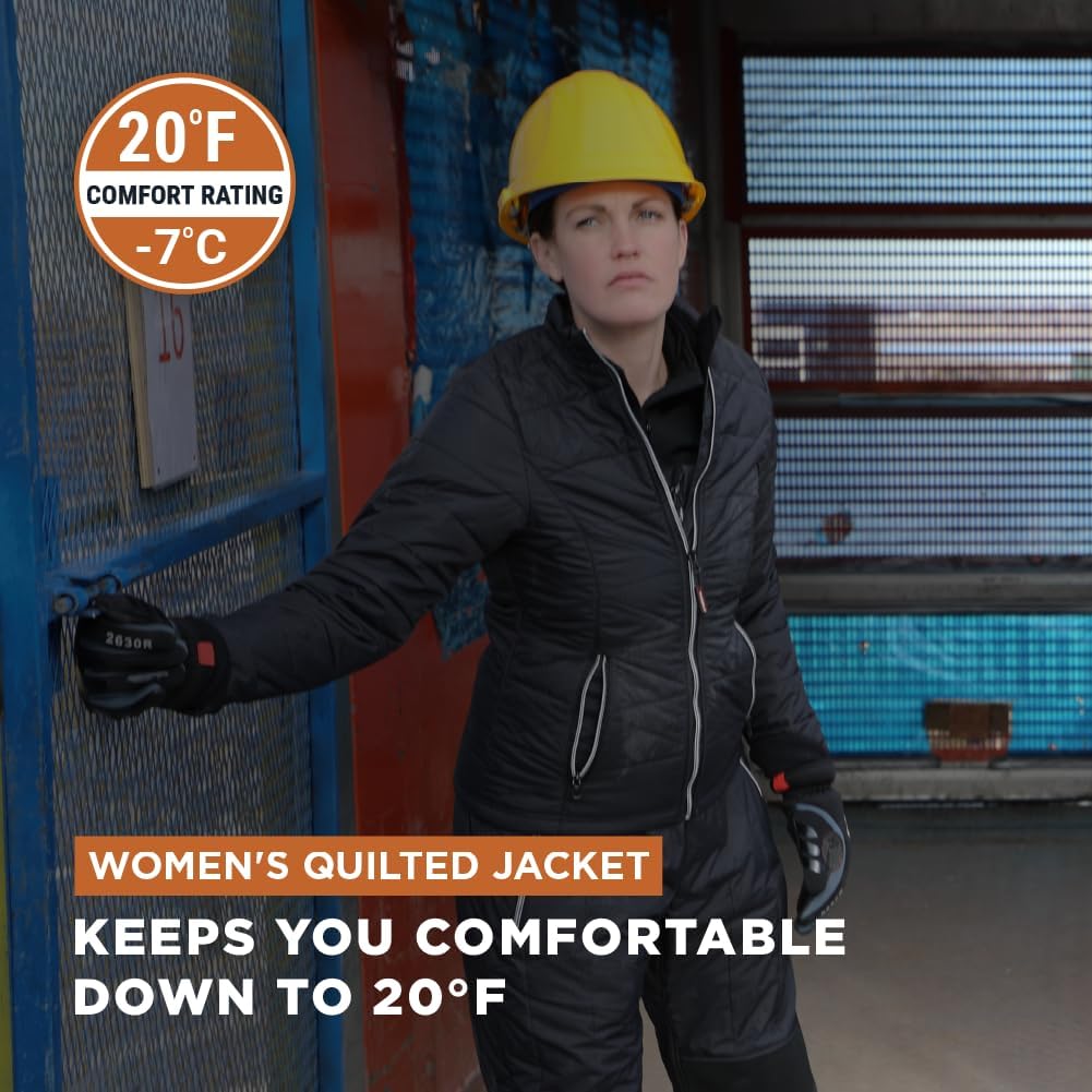 RefrigiWear Women’s Quilted Jacket – Insulated Winter Coat with Reflective Lining, Zip Pockets & Thumbhole Cuffs - Image 2