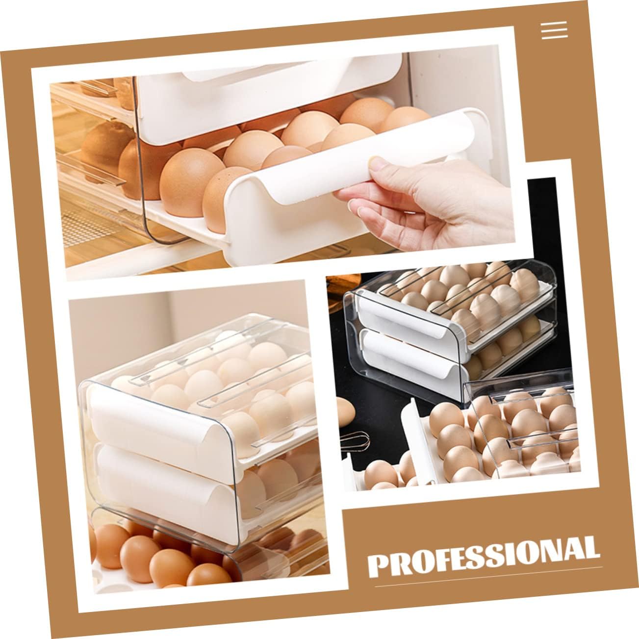 Unomor Slot Stackable Egg Organizer for Refrigerator Drawer Egg Holder Design for Fridge and Kitchen Storage Preserves Freshness and Convenience