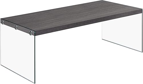 Miniatura 6 de Mesa de café, mesa de cóctel de vidrio templado, Madera, gris gris, (Grey Cement),Grsis (Glossy Grey),Gris