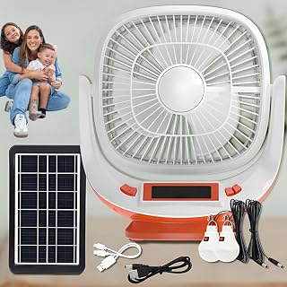 Drumstone Assurance – 𝟏𝟓-𝐘𝐞𝐚𝐫 𝐖𝐚𝐫𝐫𝐚𝐧𝐭𝐲 Solar Rechargeable AC/DC Fan with USB Charging | 8-Inch Portable Lith... Price In India