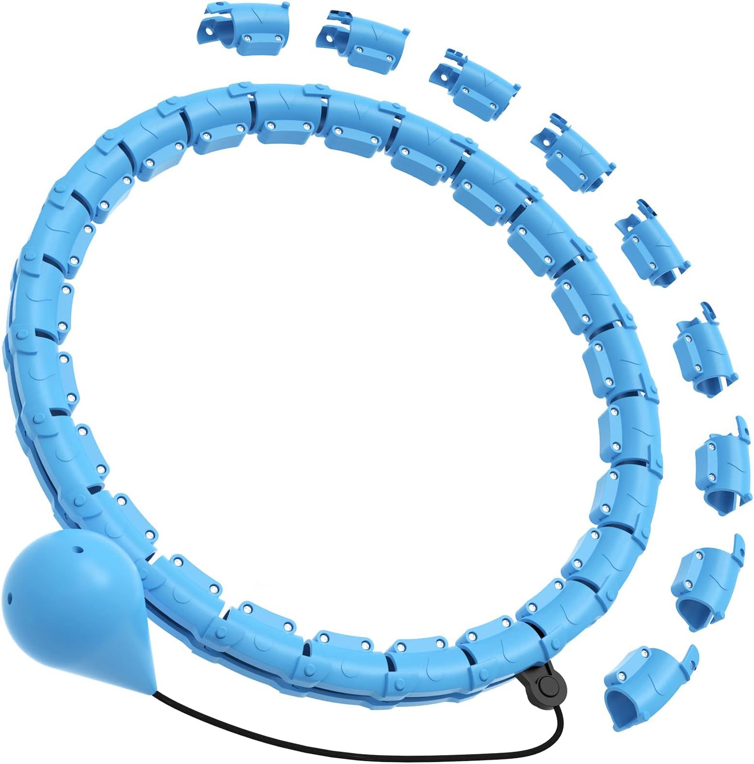 Xspring Weighted Hula Circle Hoops, 2 in 1 Exercise Hula Hoop with 360° Auto-Spinning Ball, 24 Links Detachable and Size Adjustable, Smart Weighted Fit Hoop for Adults Beginners Weight Loss