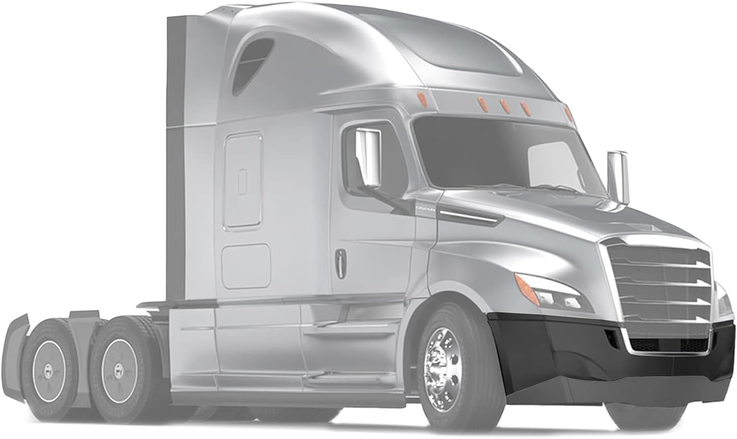 KOZAK Complete Plastic Bumper without Fog Lamp Hole Compatible with Freightliner Cascadia 2018+ Includes Logo, 2x 22" Windshield Wipers, License Plate Frame, and Reflective Vest