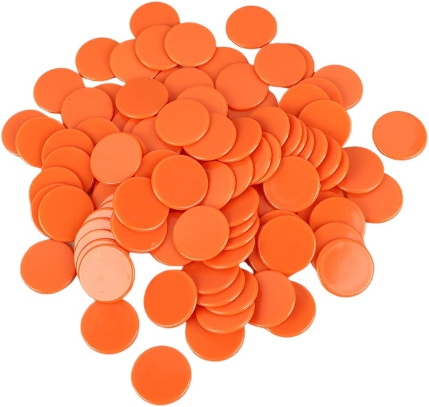 Plastic Poker Chips 200Pcs 25mm Learning Education Math Toy Plastic Poker Chips Bingo Chip Markers Token Family Club Party Counting Toy(Orange)