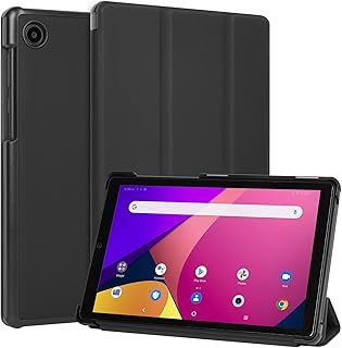 Case for TCL Tab 8 LE 8" Tablet (Model: 9137W) 2023 Release, (Not Fit TCL Tab 8 Model: 9038S), Slim Lightweight Tri-Fold Stand Hard Back Shell Premium Smooth PU Leather Cover, Black