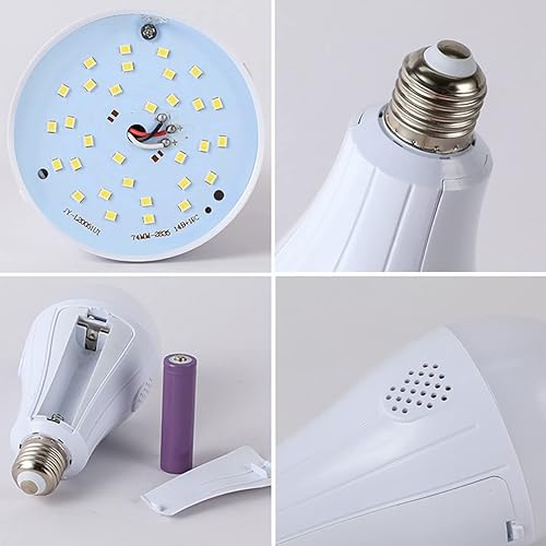 Miniatura 5 de Bombilla LED de emergencia de 15 W, luz diurna blanca, recargable con gancho, bombilla de emergencia inteligente para cortes de energía en