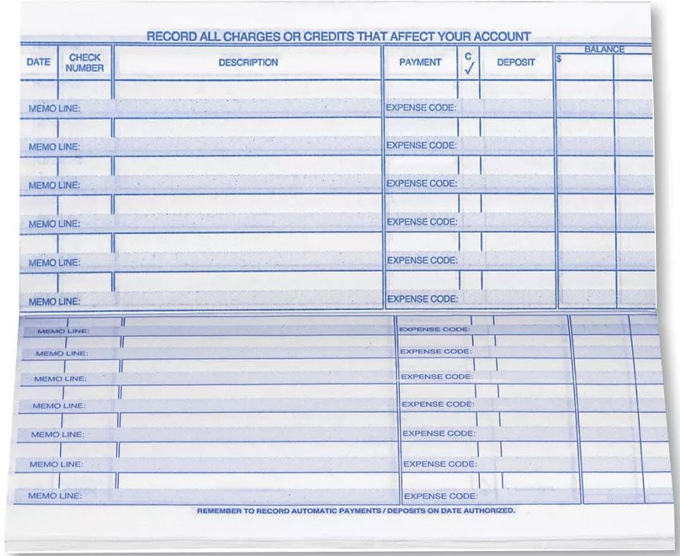 Personal Size Check Register. 240 Double line Entries, 5 Registers, Registers Only