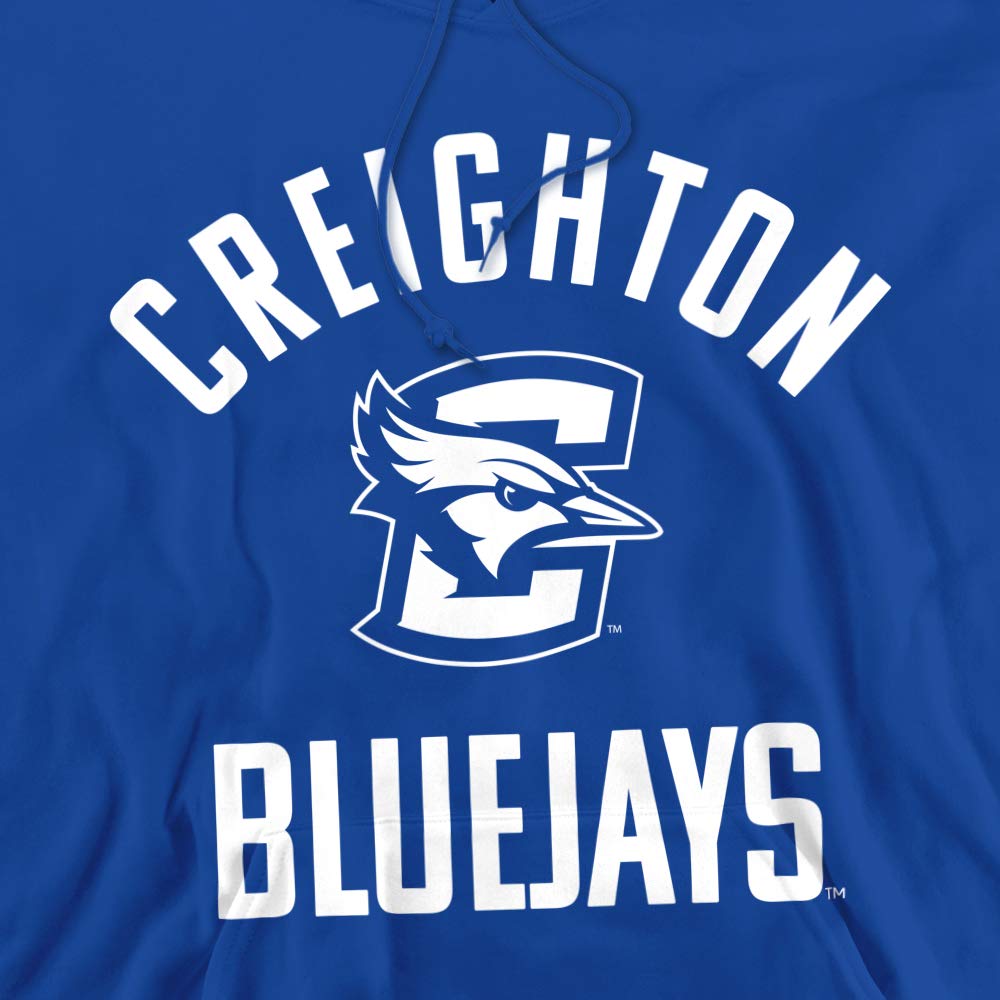 Creighton University Official One Color Bluejays Logo Unisex Adult Pull-Over Hoodie,Royal Blue, X-Large