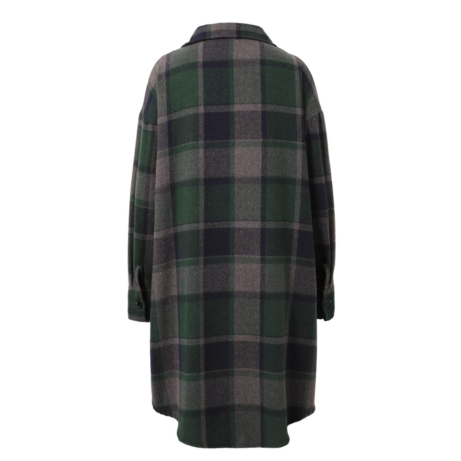 Abrigo largo de lana a cuadros, informal, para otoño e invierno, a la moda, suave, ligero, cómodo, elegante, versátil, para uso diario.