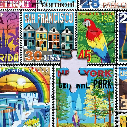 Rompecabezas Re-marks Letters Home Stamp Collage de 500 piezas para todas las edades miniatura 5
