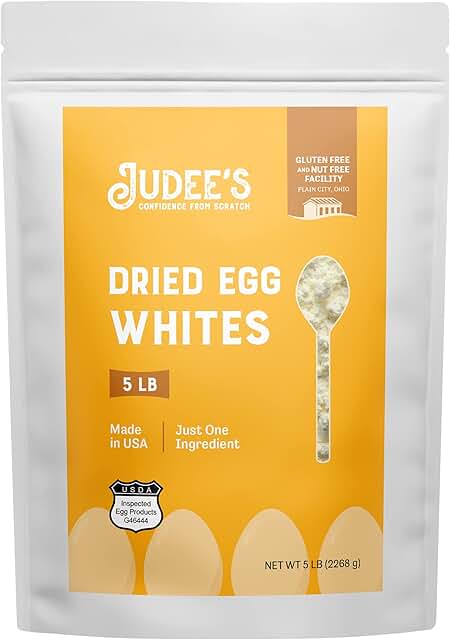 Judee's Dried Egg White Protein Powder 5 lb - Pasteurized, USDA Certified, 100% Non-GMO, Gluten-Free and Nut-Free - Just O...