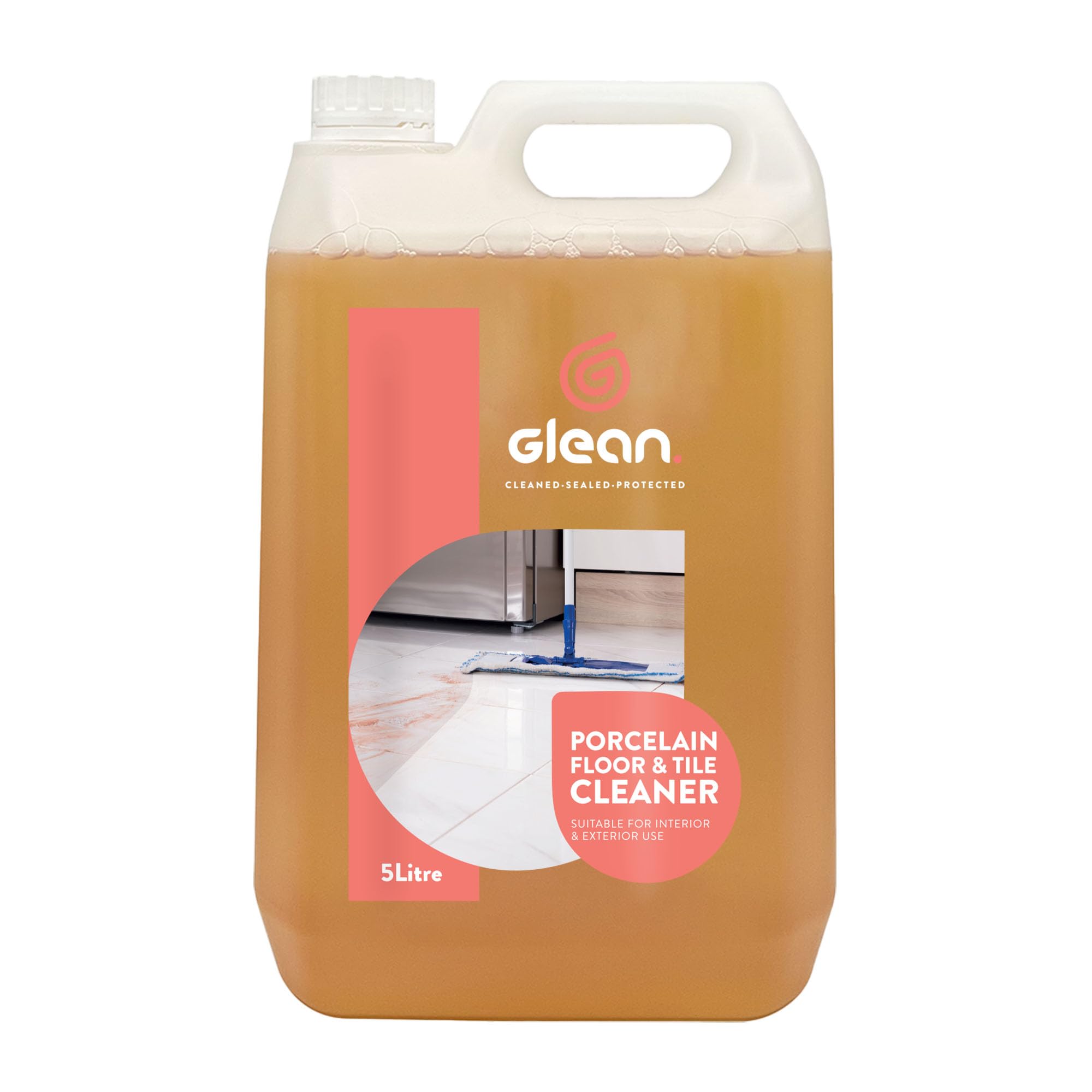 GLEAN Limpiador de Porcelana y Azulejos | PH Neutro | Limpiador Sin Aclarado Fácil de Cuidar | Para Superficies de Porcelana, Cerámica, Pulidas y Sin Pulir | Usos en Interiores y Exteriores 5 Litro