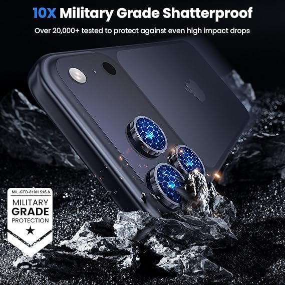 Image of WSKEN Camera Lens Protector Ring Compatible For iPhone Camera Protection - 9H Hardness Scratch-Resistant Bubble-Free HD Tempered Camera Metal Glass Tempered Glass Screen Protector Film Mobile Phone Case Friendly (Deep Blue, iPhone 17 Pro /Pro Max)