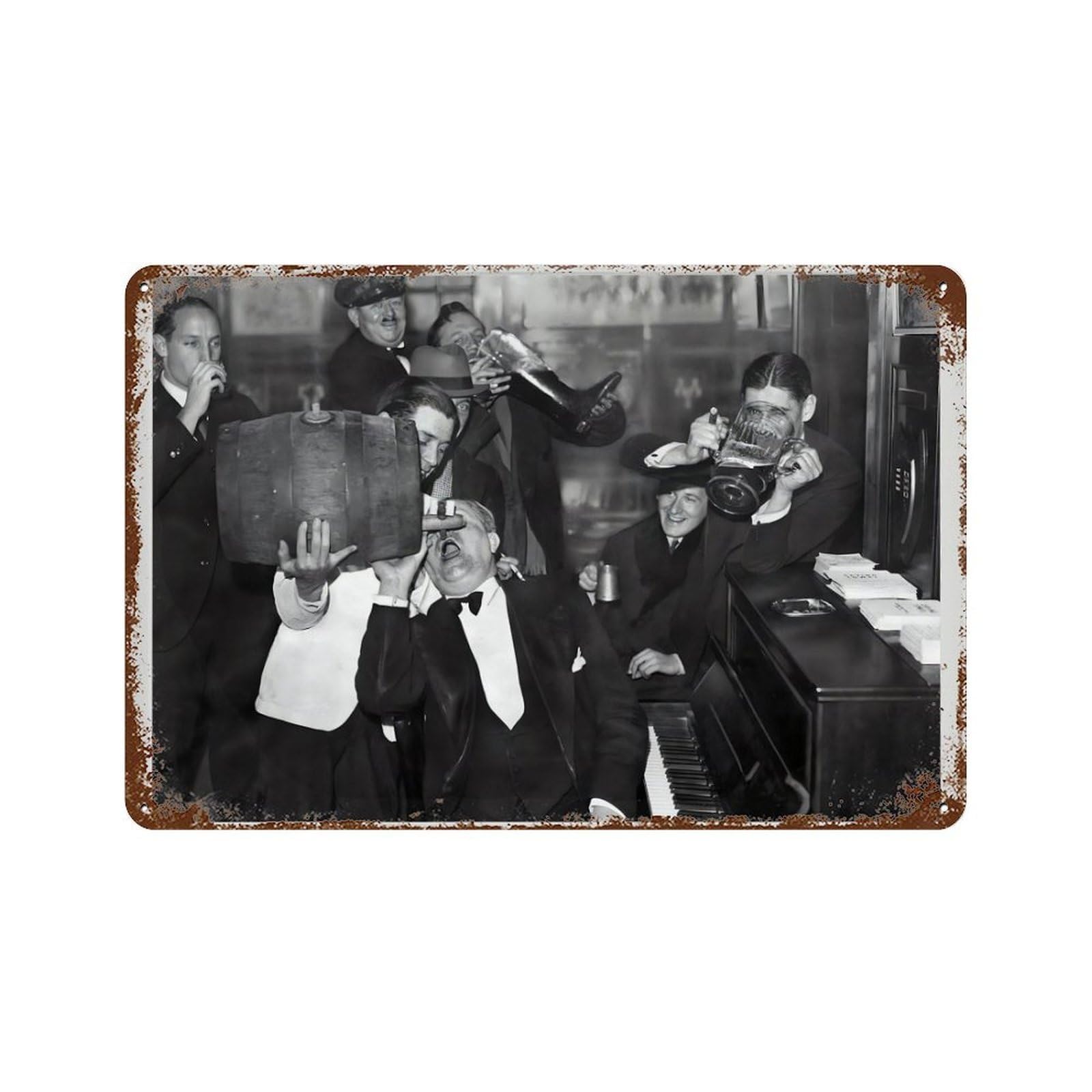 xiaoxiaoshen Vintage Prohibition Era Py Black And White Photography Poster Speakeasy Wall Decor Art Metal Tin Poster Modern Home Decor Art Home Bar Shop Decorations Vintage Sign 20x30cm