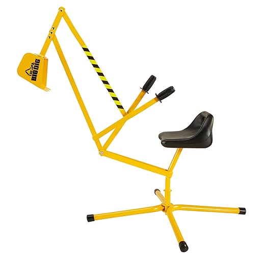 The Big Dig and Roll Big Dig Sandbox Digger Excavator Crane with 360Β° Rotation with Base, Great for Sand, Dirt and Snow | Steel Outdoor Play | Beach Toy | Yellow | Age 3+