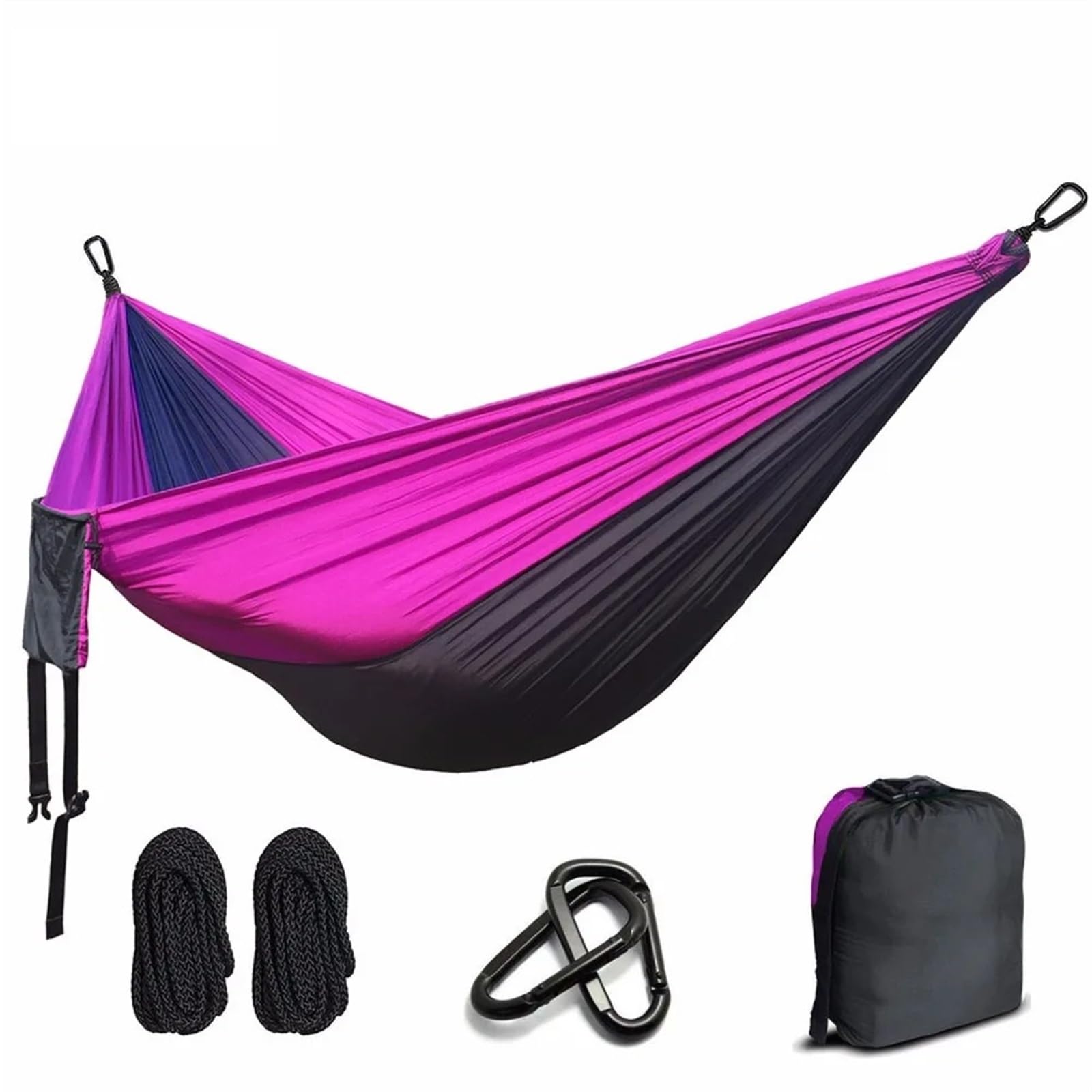 Amaca da Paracadute in Nylon Portatile da Campeggio, da Giardino, for Viaggi di Piacere, Doppie Persone per l'escursionismo, Il Campeggio(Grey And Light Grey)