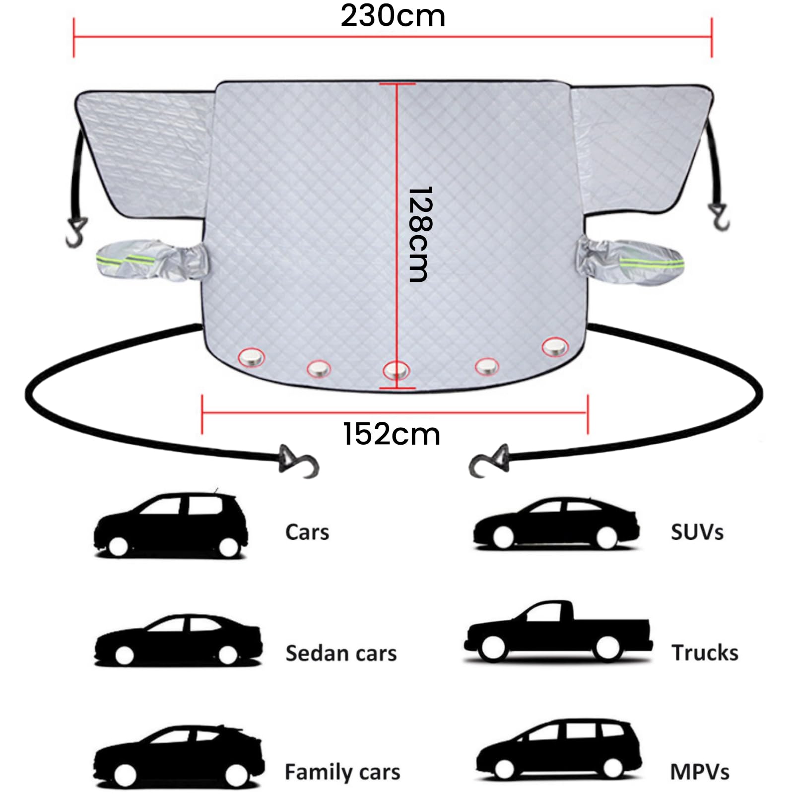 Copri Parabrezza Auto Antigelo Ripiegabile 230x128cm
