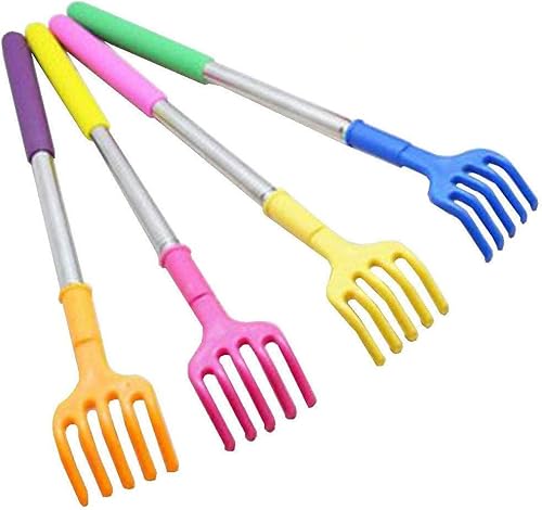 Qaoquda Paquete de 4 rascadores telescópicos portátiles de plástico telescópico/masajeador de manos/Backslap con asas de goma