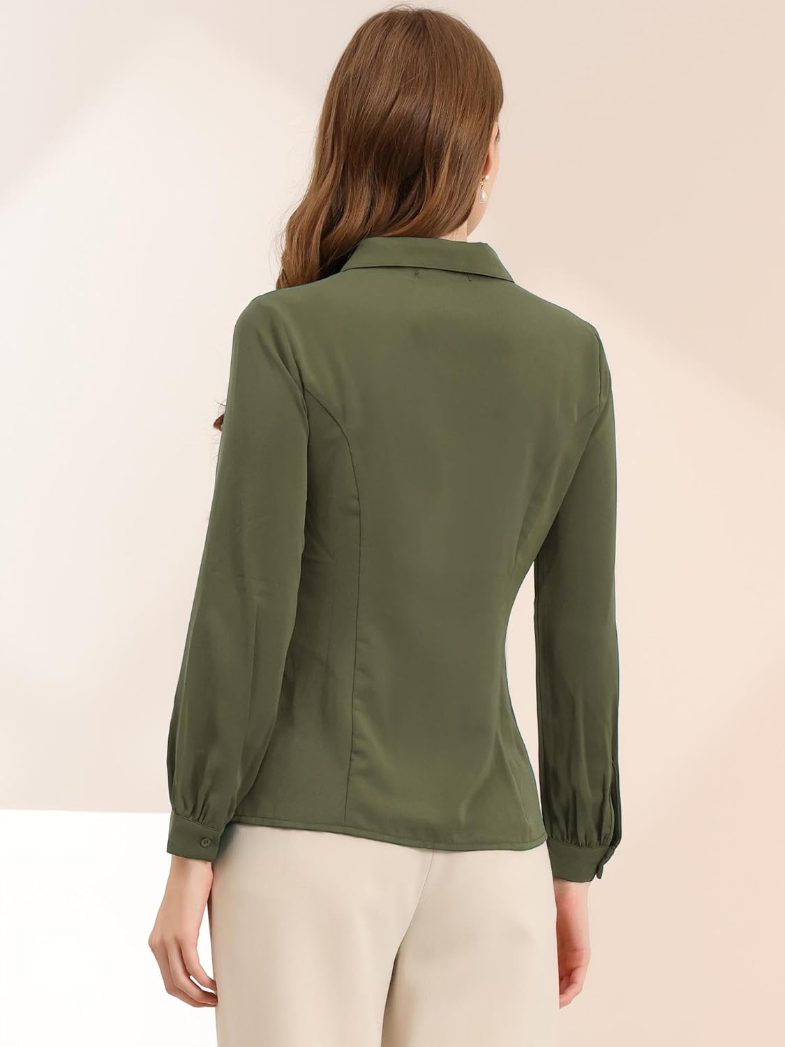 Allegra K Women's Peter Pan Collar Blouse Business Casual Long Sleeve Button Down Work Shirt - Image 5