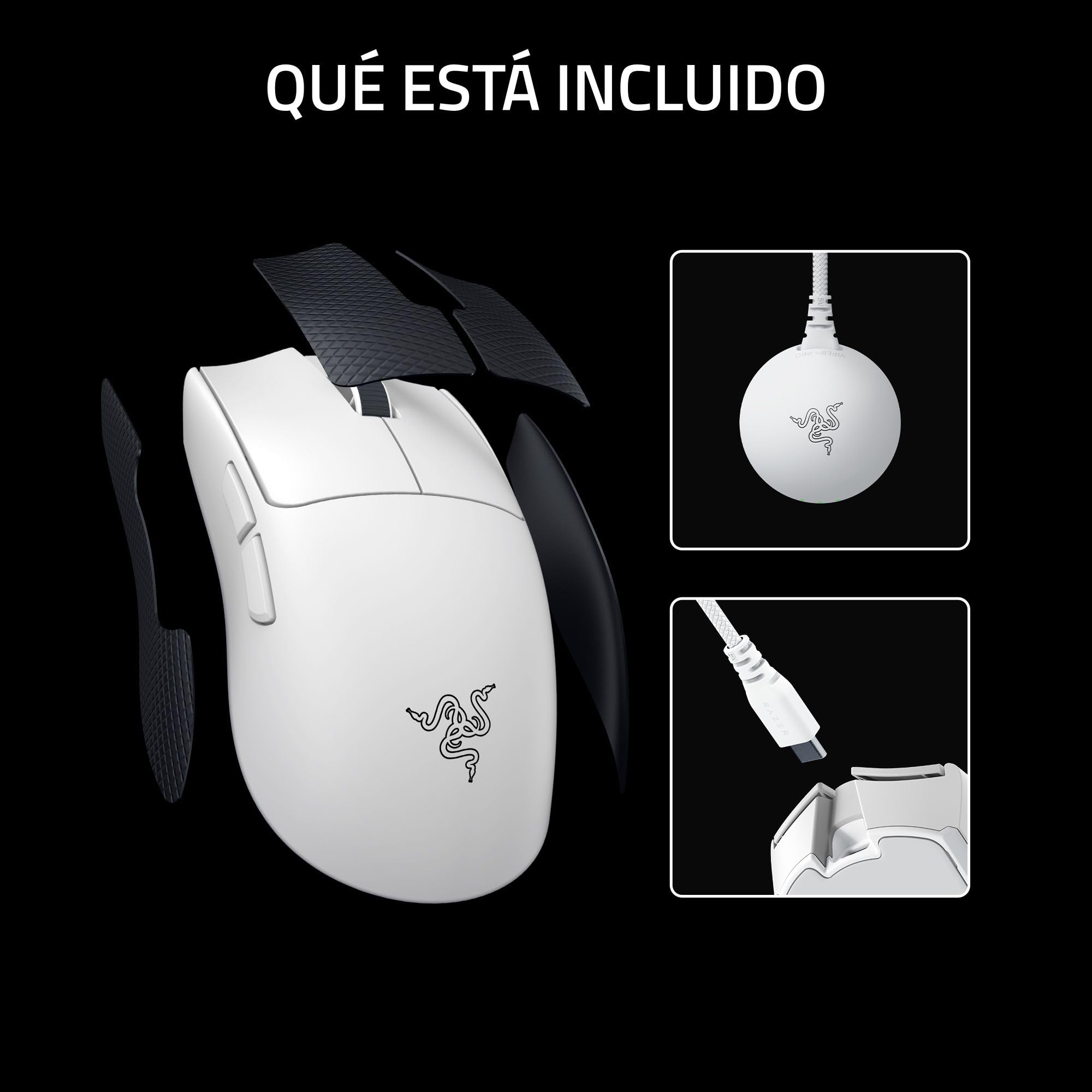 Razer Viper V4 Pro - Ratón Gaming para Esports simétrico inalámbric - Ultraligero 50 g - HyperSpeed Gen-2 con frecuencia de sondeo 8 KHz - Sensor Focus Pro 50K - Rueda de óptica - PC/Mac | Blanco