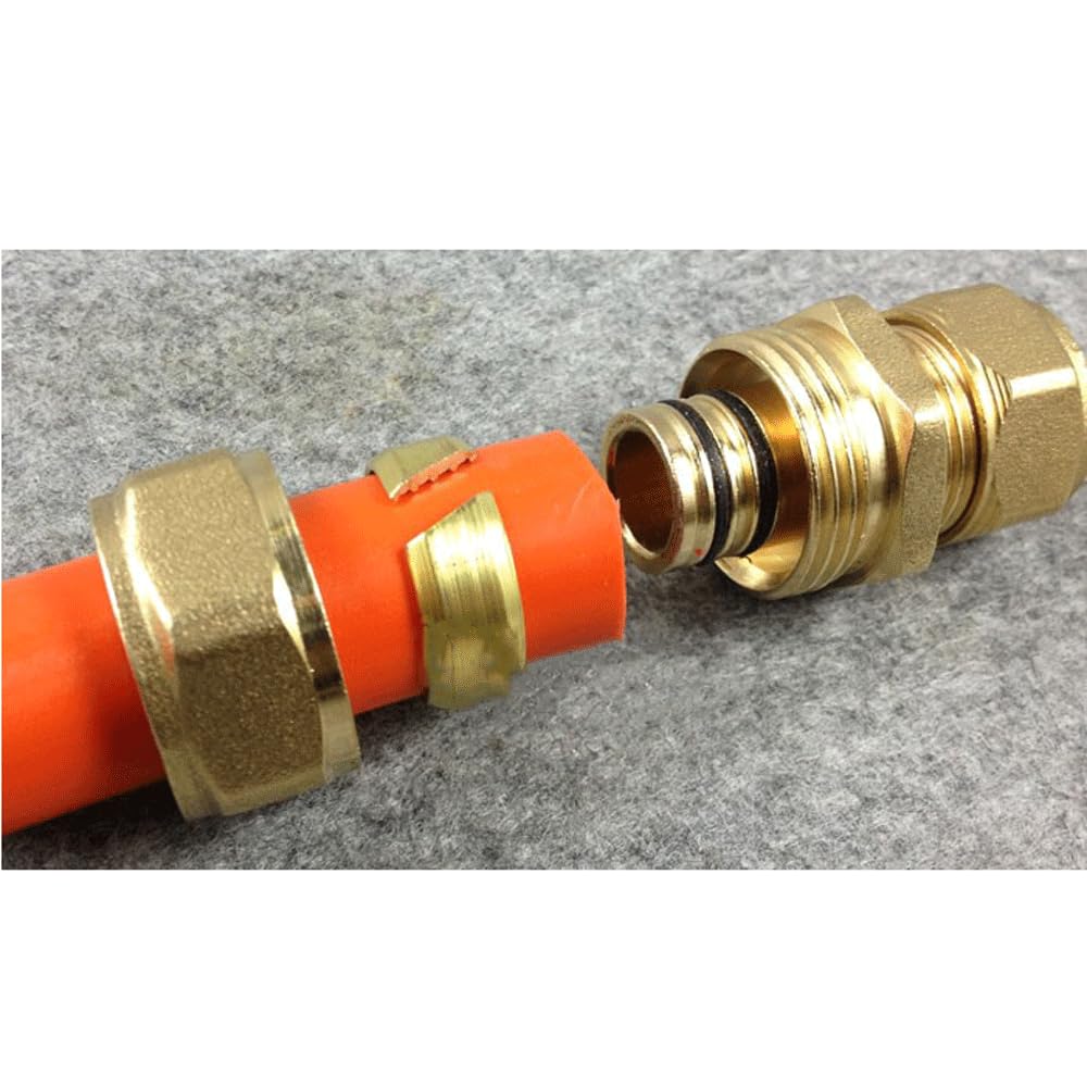 H58 Brass Nickelage 1/2" BSPP Male Thread tee Pex Pipe 1216/1418/1620 Fitting Aluminum Pipe Fittings for Floor Heating(1620-DN15-1620)