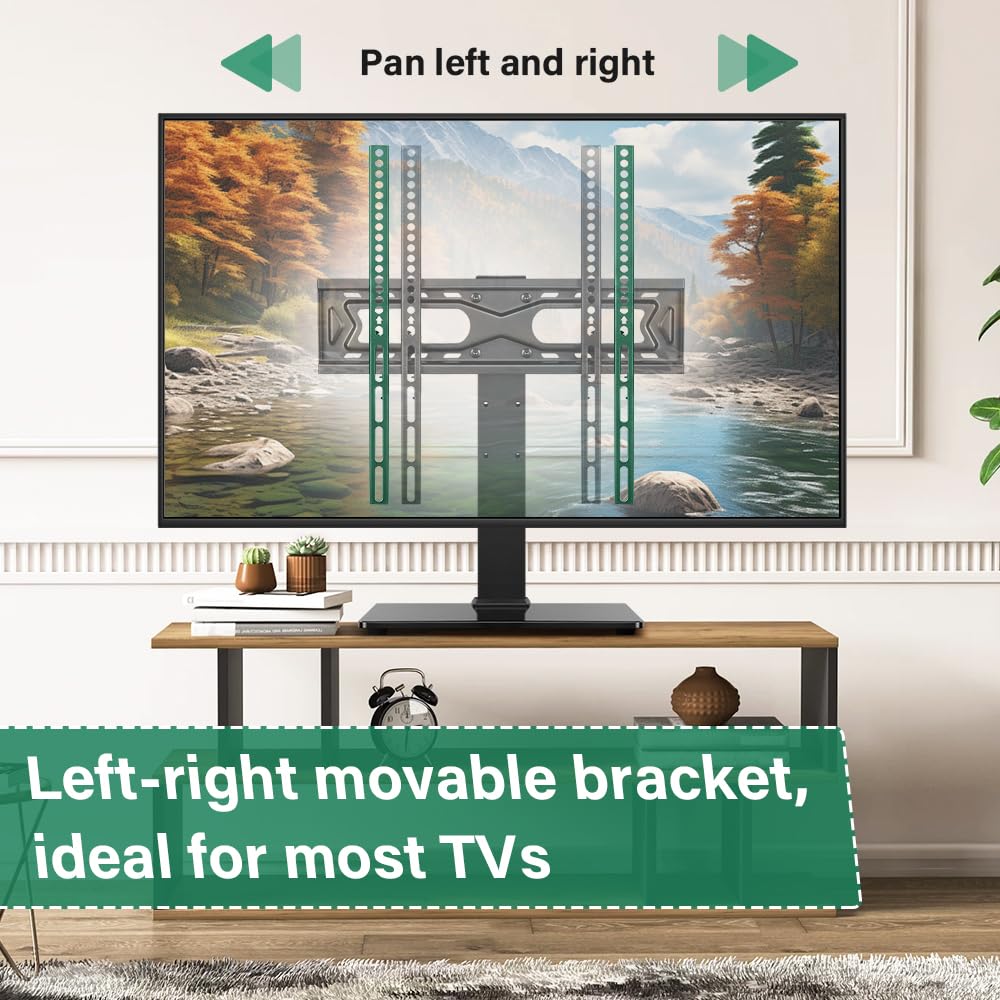 FURWOO Uniwersalny stojak na telewizor 27 do 65-calowych telewizorów LCD LED, 4-poziomowa regulacja wysokości, podstawa pod telewizor z podstawą ze szkła hartowanego, stojak na blat, Vesa, 400 x 400