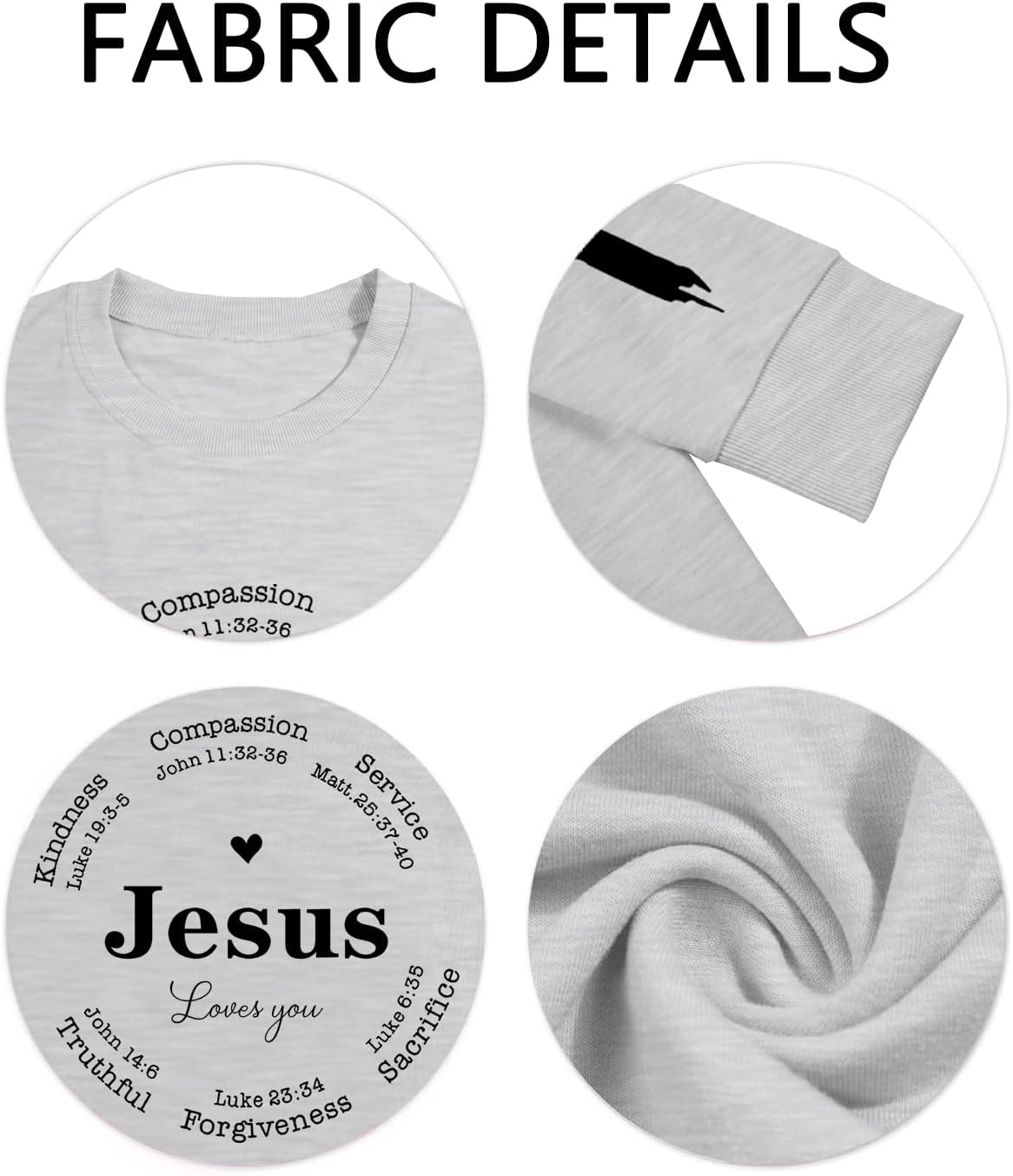 Faith Sweatshirts for Women Christian Sweatshirt Jesus Cross Graphic Shirt Bible Verse Religious Hoodie Pullover Tops - Image 4