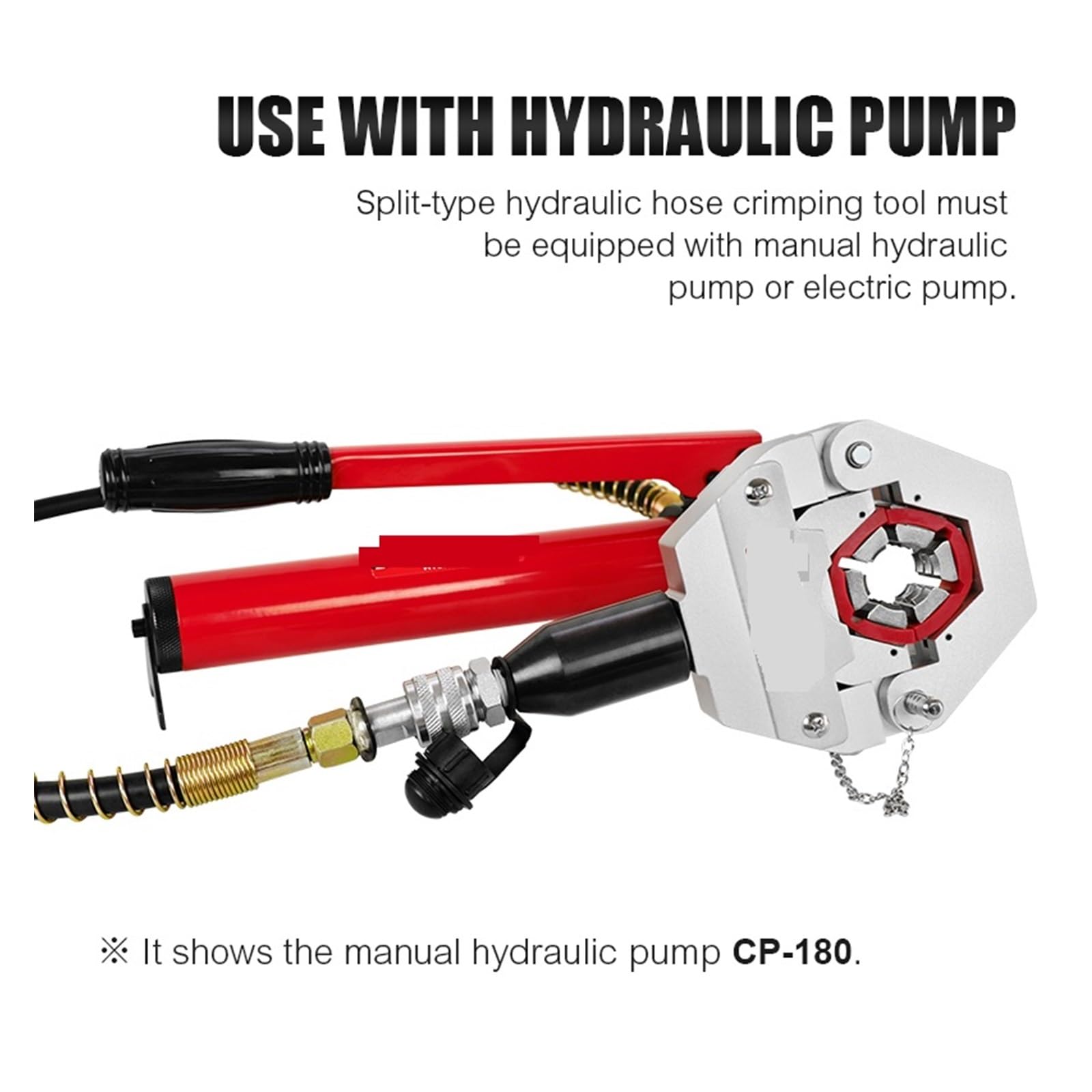 Zaciskarka hydrauliczna, Narzędzie do zaciskania węży hydraulicznych typu Split Narzędzia do konserwacji klimatyzacji Hydrauliczne zaciskarki do węży z pompą hydrauliczną(With CP-180)