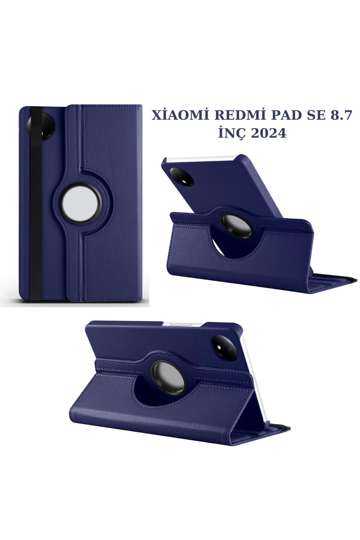 CONSTRAIN - Xiaomi Redmi Pad Se 8.7 inç 2024 ile Uyumlu Tablet Kılıfı Kapaklı Standlı 360 Dönebilen Tam Koruma Kapak - Lacivert
