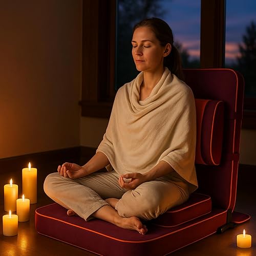 Miniatura 2 de Friends Of Meditation - Silla de meditación extragrande  Silla de piso con soporte de respaldo  Sillas de yoga para adultos  Silla plegable portátil