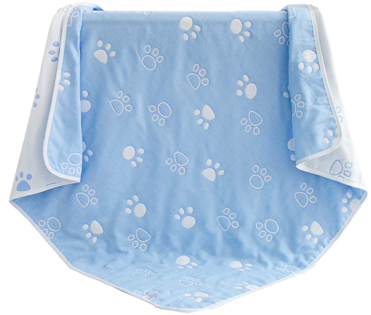Hayisugar Soft Baby Blankets 6 Layer Muslin Cloth - 100% Cotton Kids Toddler Blanket Baby Swaddle Blanket for Boys & Girls, Blue Foot, 120 x 150 cm