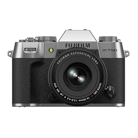 Fujifilm X-T50 40 MP APS-C X-Trans Sensor|Retro Style mirrorless Camera|4k/6.2k vlogging|High Speed Recording FHD 240fps|Advance AF with 16-50mm Optical Zoom Lens f/2.8-4.8 - Silver