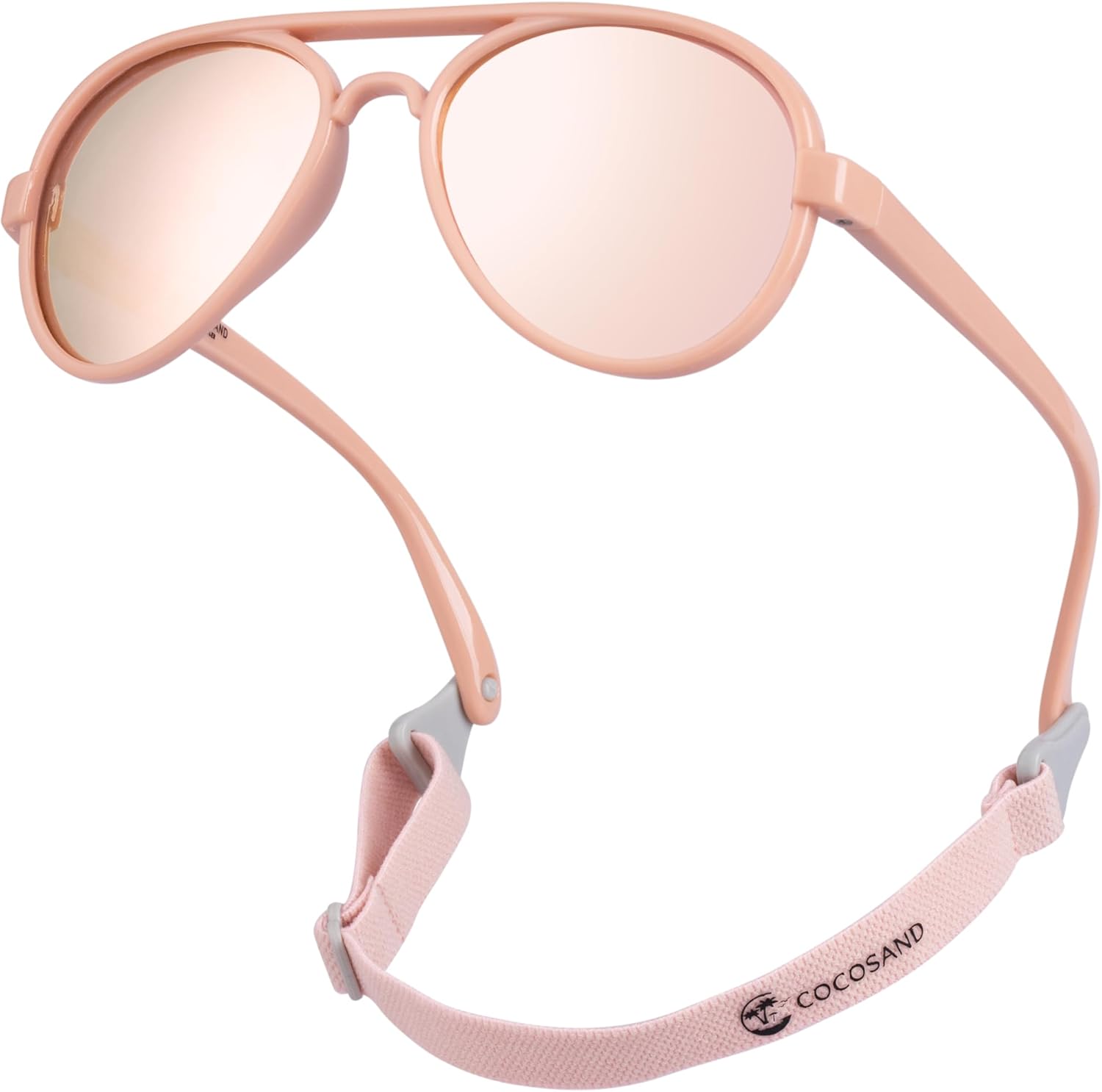 COCOSAND Baby Boys Girls Aviator Sunglasses with Strap Polarized Flexible Retro Pilot for Infants Toddler Age 0-24 Months