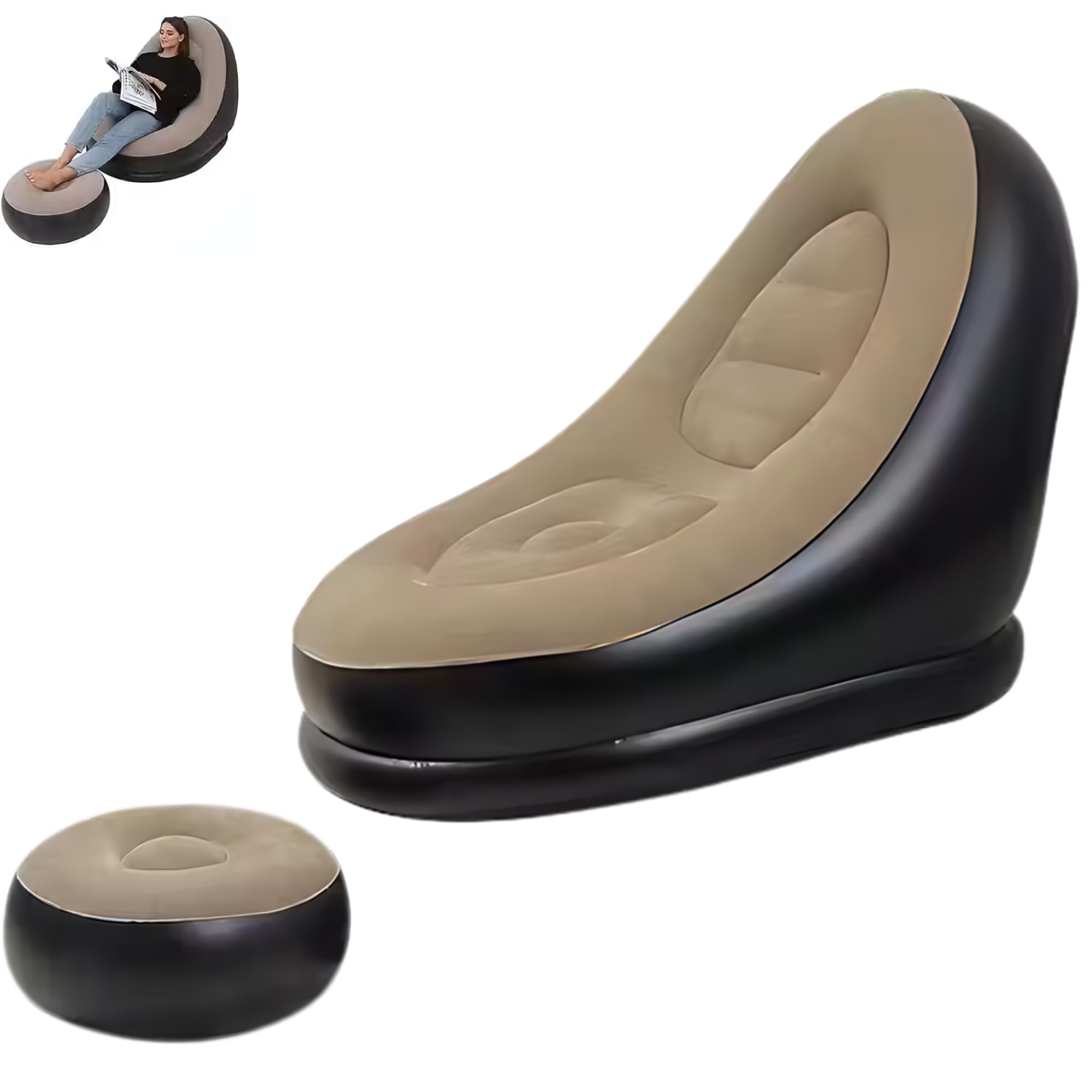 Drumstone (𝟏𝟔 𝐘𝐄𝐀𝐑 𝐖𝐀𝐑𝐑𝐀𝐍𝐓𝐘 Inflatable Lounge Sofa Chair–Ultra-Light, Foldable & Comfortable Air Seat for Beach Backyard, Camping or Living Room Easy to Inflate & Carry Relaxing at Home