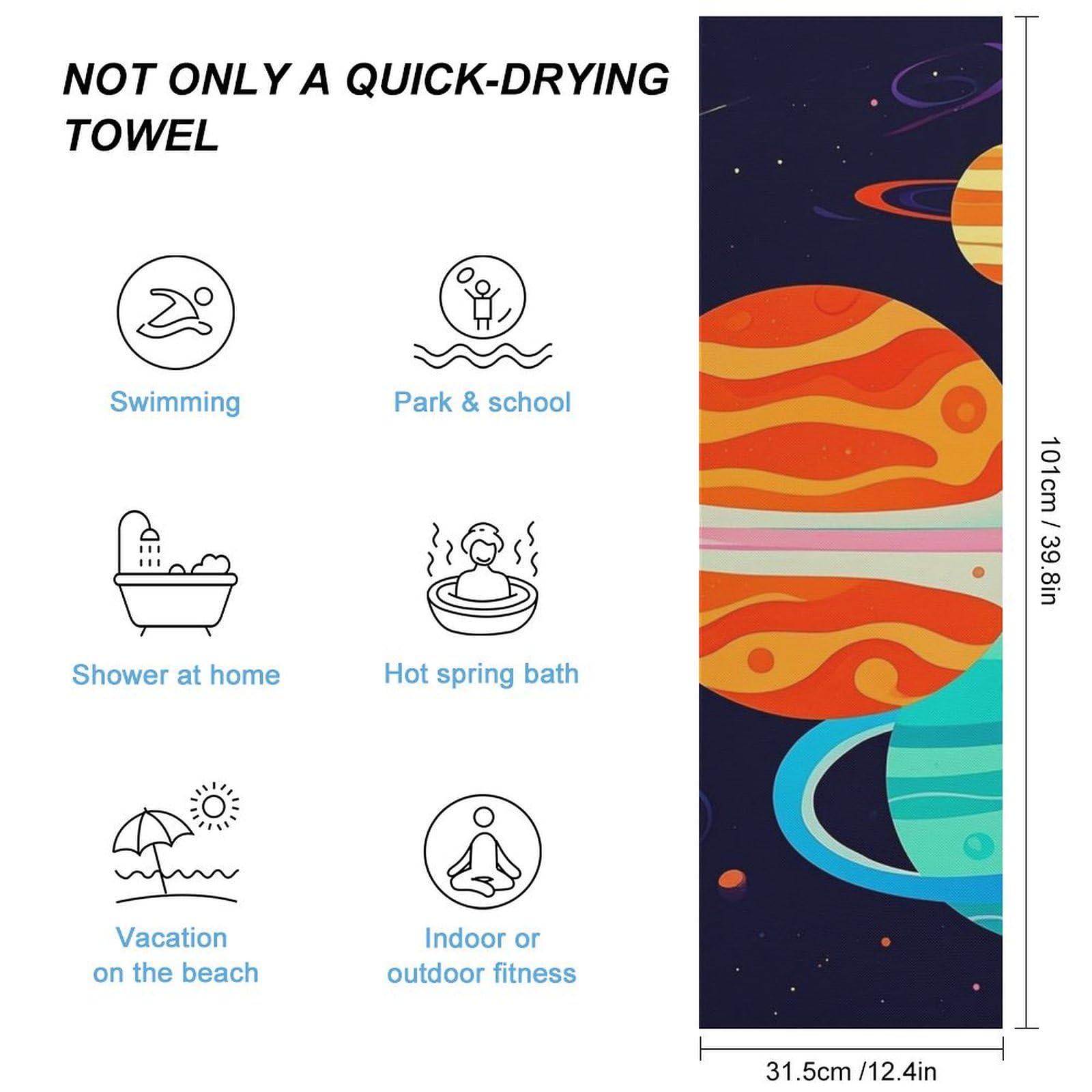 FHESDCW Astronaut Towel Quick Dry Ice Towels for Hot Weather Breathable Camping Towels Sweat Super Absorbent Bathroom Towel for Gym Yoga Pilates Exercise