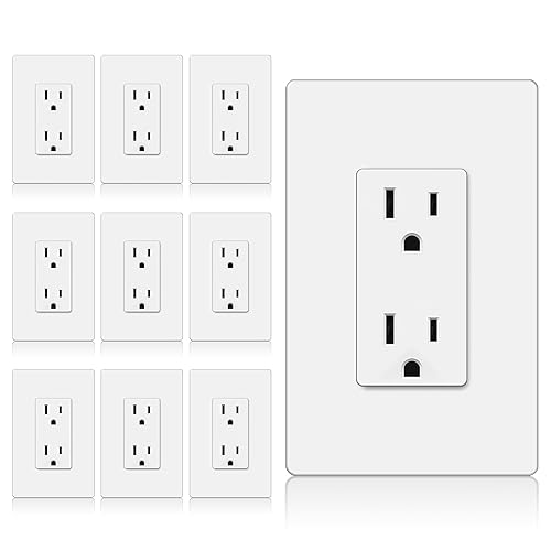 BESTTEN - Enchufe decorativo de pared de 15 amperios, placas de pared sin tornillos incluidas, no resistentes a manipulaciones, 15A125V1875W, para