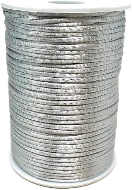 Homeford Satin Rat Tail Cord Ribbon Chinese Knot, 1/16-Inch, 100-Yard (Silver)