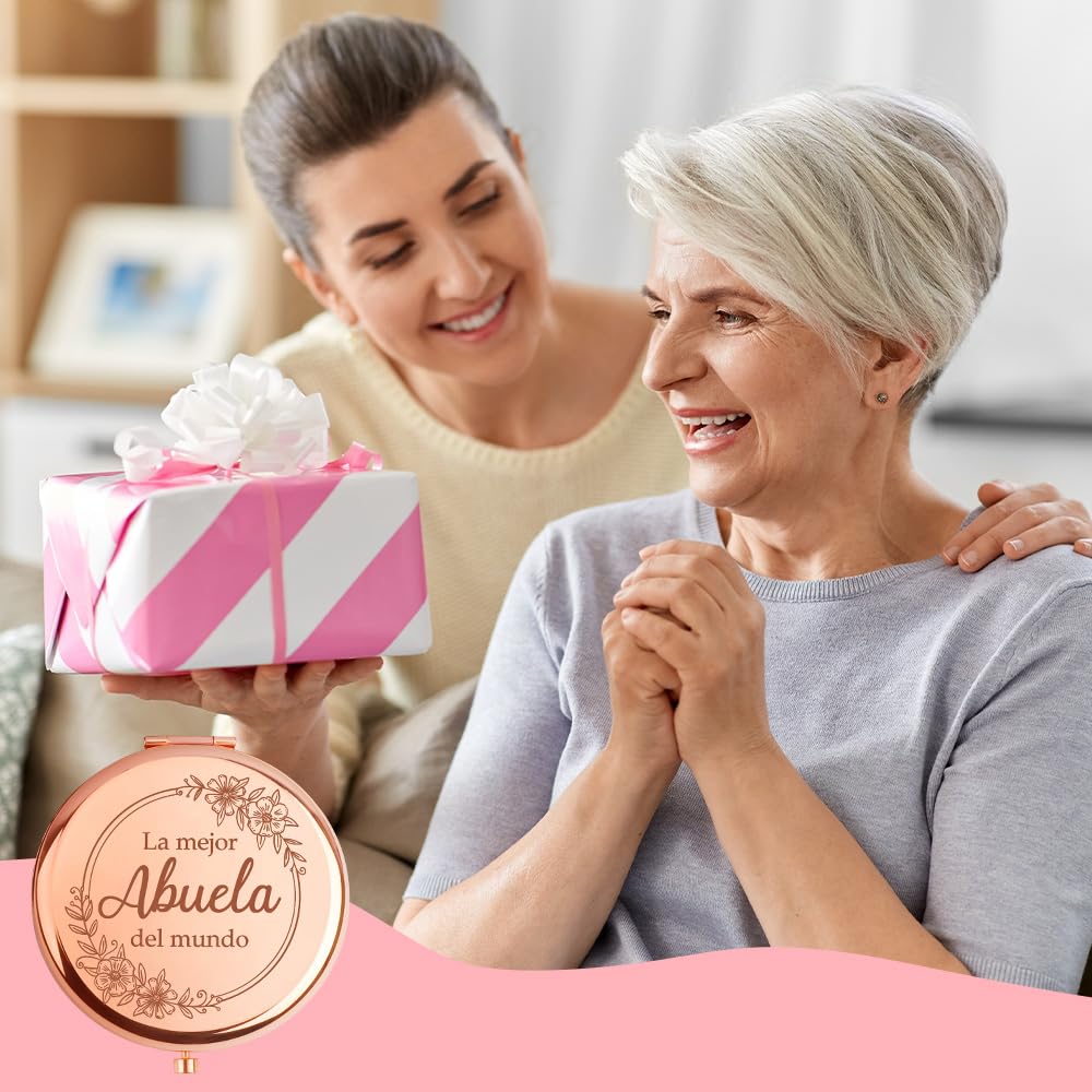 Regalo Abuela CumpleañOs Regalos para Abuelas Regalos para El DíA De La Madre Espejos Compacto De Oro Rosa Espejo Maquillaje, Regalo Originales para Mujer La Mejor Abuela del Mundo — view 6