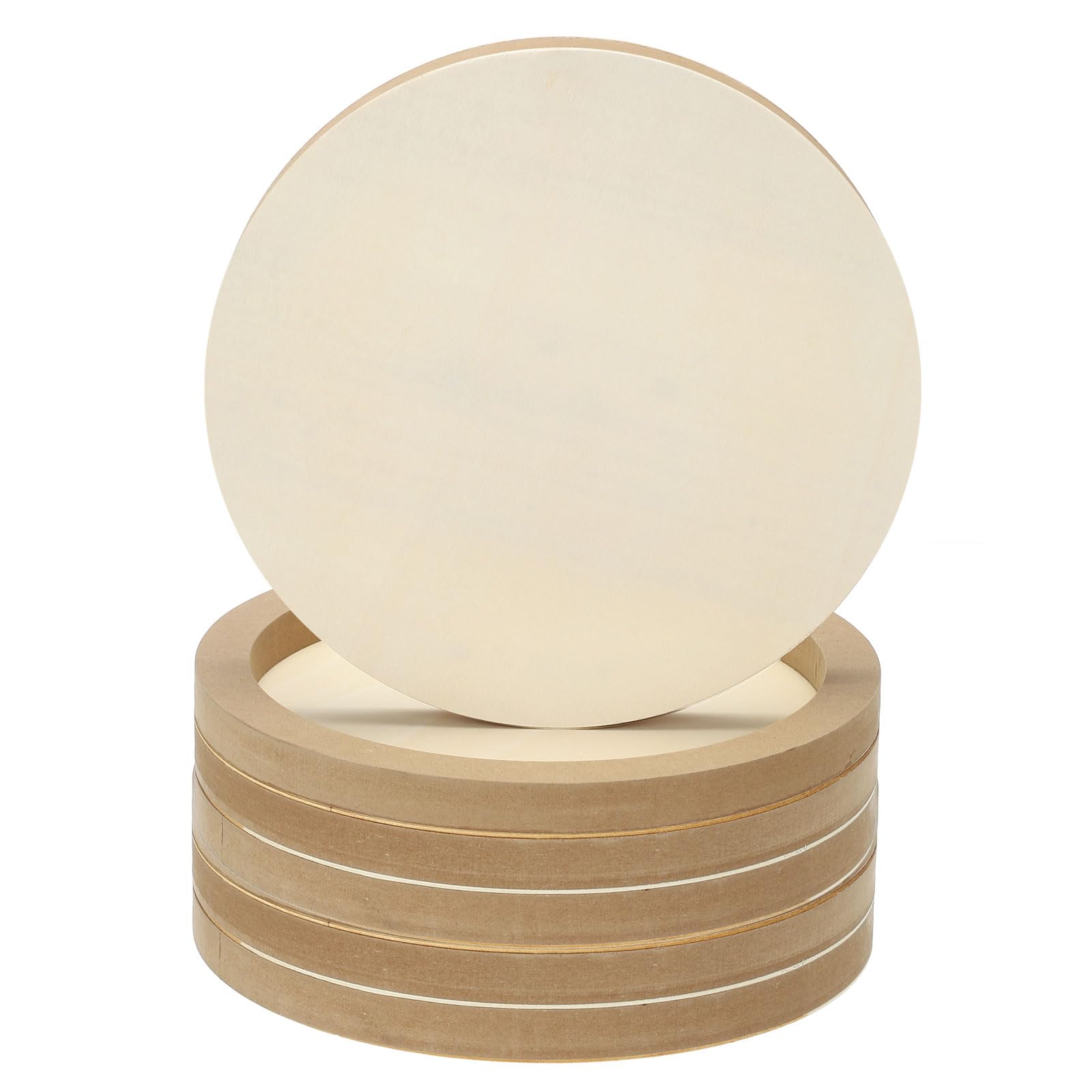 PATIKIL Paneles De Lienzo De Madera Redondos De 10", 6 Piezas Tablas De Madera Sin Acabar Para Proyectos De Artesanía, Pintura Artística, Tallado, Grabado, DIY