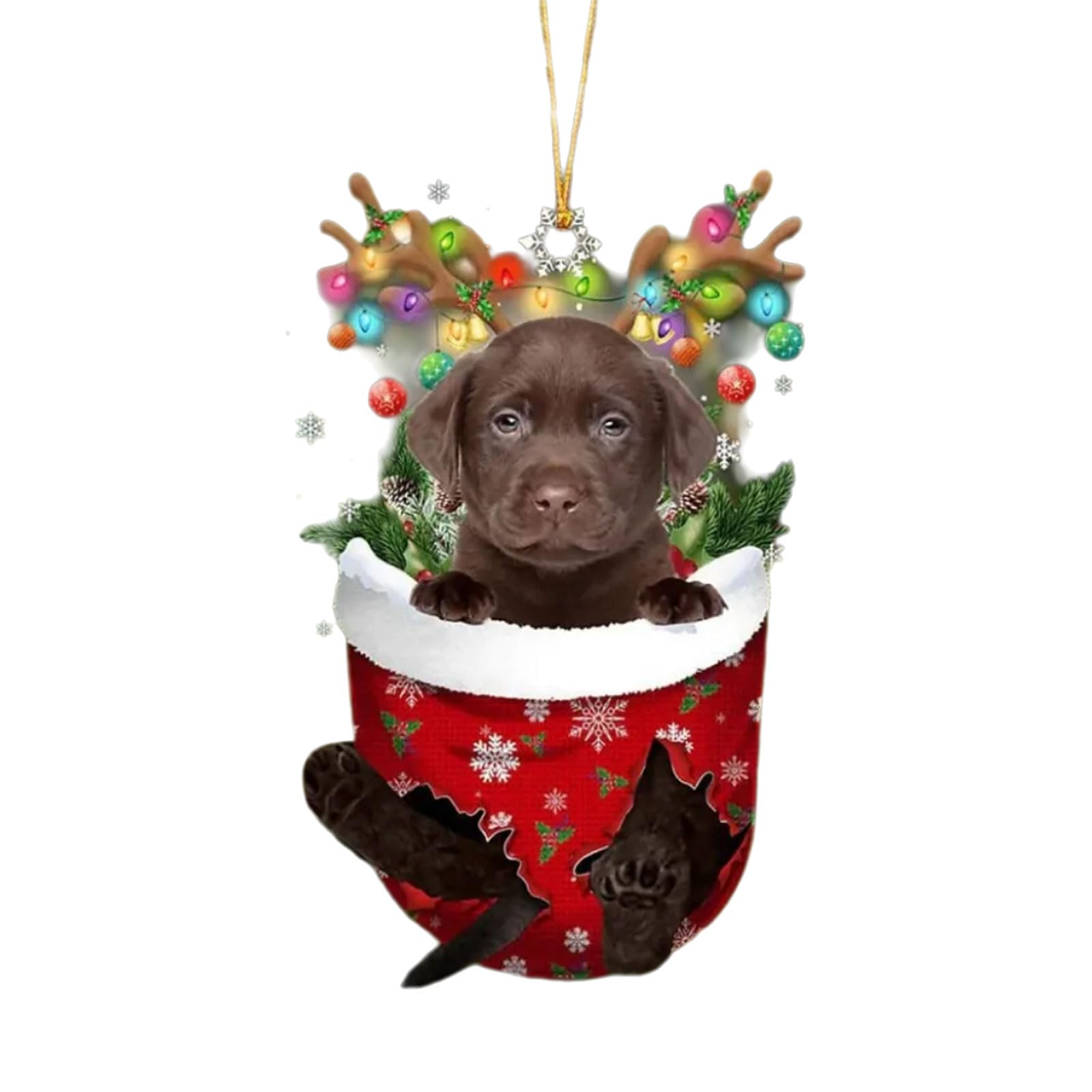 Lerpwige Festival Dog Hanging Charm Acrylic Pendant Christmas Decoration Hanging Ornament For Tree Adornment Dog Stocking Fillers