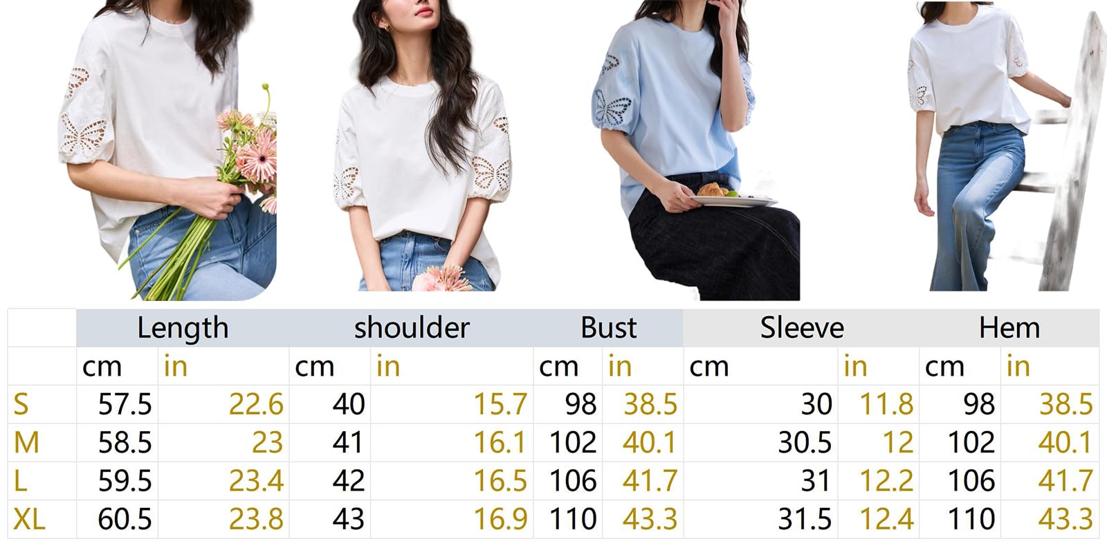Camicia da donna ricamata a maniche corte con scollo rotondo T-shirt estiva Hollow Top Casual Moda Elegante Top