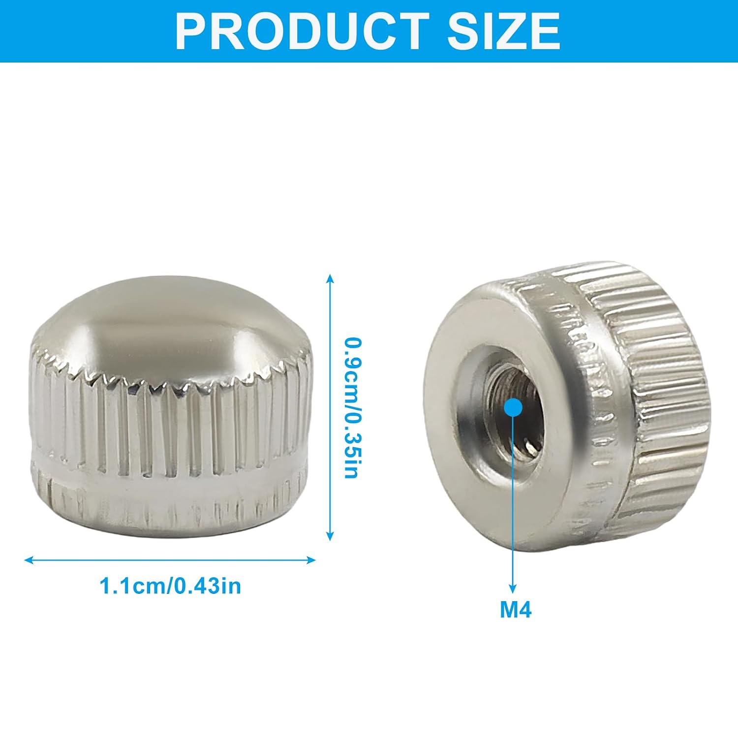 Murtenze M4 Screw Caps for Light Fixture, Chrome, 8 Pack