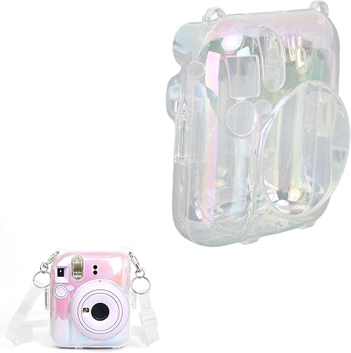 Miniatura 8 de Funda transparente para mini 12 instantáneos, cámara de película con capacidad para 10 películas en la parte posterior y correa ajustable para
