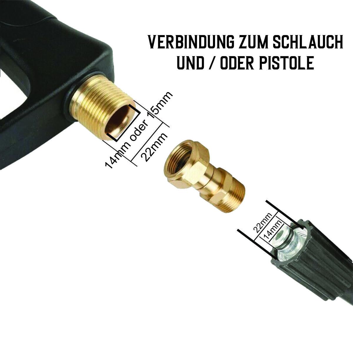 M&M Smartek adaptador M22 IG/AG compatible con Kärcher/Kränzle | Adaptador robusto para sistemas de alta presión compatibles; comprobar rosca, conexión, junta, presión y equipo seguro.