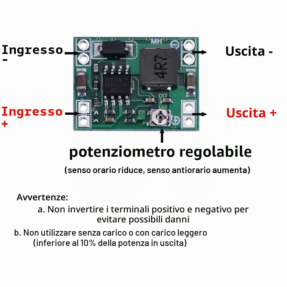 Greluma 6 pezzi MP1584EN Convertitore buck step down regolabile DC-DC da 4,5-28V a 0,8-20V Modulo regolatore di tensione di alimentazione da 24 V a 12V 9 V 5 V 3 V
