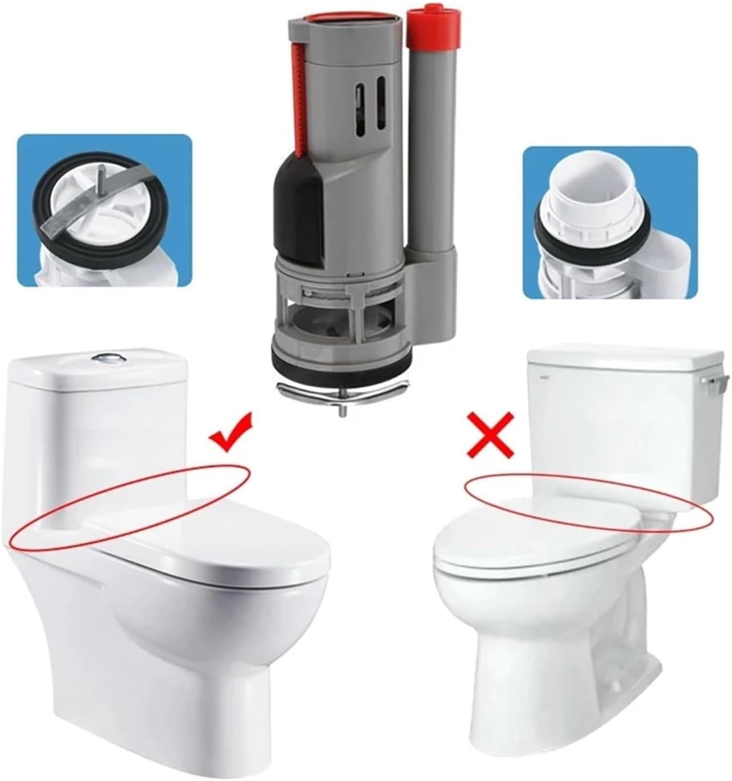 Piezas de Tanque de Inodoro Cisterna Válvula de llenado Botón de Descarga, 1 Pieza Longitud de Entrada de Agua Retráctil General Una Pieza Accesorios divididos(29-35cm Kit)