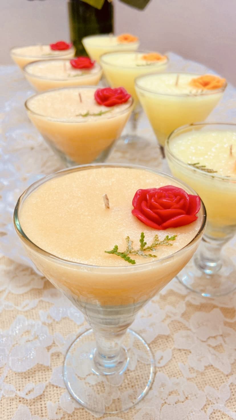 Kana Creations Rose Martini Glass Scented Candle Soy Wax Handpoured Aroma Candle Gift for Home Decor- Fabulous Days and Ocassions