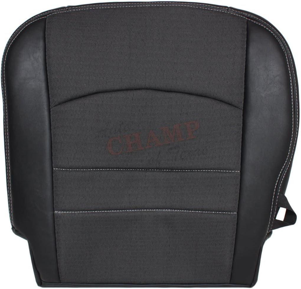 Compatible with 2009-2012 Dodge Ram 1500 Sport Driver Side Bottom Cloth/Leather Seat Cover, Dark Gray